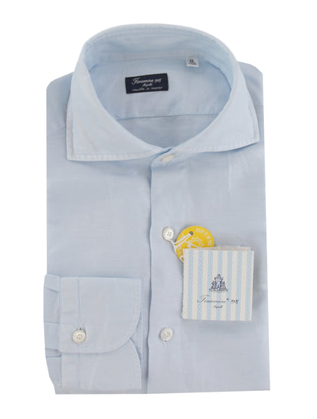 $600 Finamore Napoli Light Blue Solid Shirt - Extra Slim - (FN102256) - Parent
