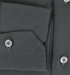 Finamore Napoli Dark Green Solid Cotton Shirt - Slim - (FN19248) - Parent