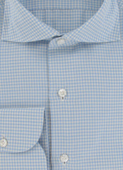 $450 Finamore Napoli Light Blue Micro-Check Shirt - Slim - (FN127241) - Parent