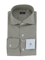 $450 Finamore Napoli Green Micro-Check Shirt - Slim - 15.75/40 - (FN12272411)