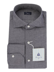 Finamore Napoli Gray Solid Cotton Shirt - Slim - 16/41 - (FN130244)