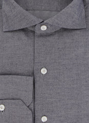 $450 Finamore Napoli Gray Solid Cotton Shirt - Slim - (FN130244) - Parent