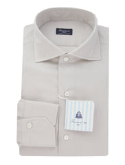 Finamore Napoli Light Gray Solid Cotton Shirt - Slim - 15.5/39 - (FN19246)