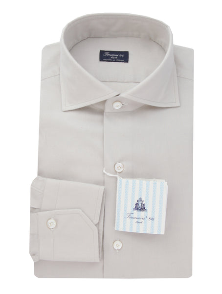 Finamore Napoli Light Gray Solid Cotton Shirt - Slim - (FN19246) - Parent