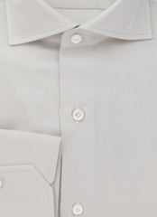 $450 Finamore Napoli Light Gray Solid Cotton Shirt - Slim - (FN19246) - Parent