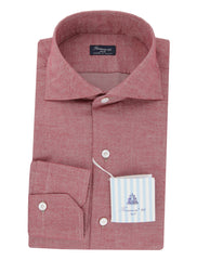 Finamore Napoli Red Solid Cotton Shirt - Slim - (FN19244) - Parent