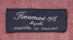 $450 Finamore Napoli Red Solid Cotton Shirt - Slim - (FN19244) - Parent