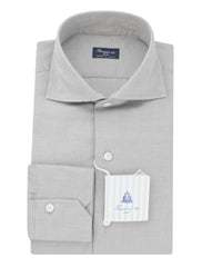 Finamore Napoli Gray Solid Cotton Shirt - Slim - 15.5/39 - (FN19242)