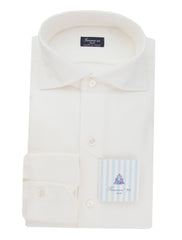 Finamore Napoli Beige Solid Cotton Shirt - Slim - 15.75/40 - (FN19247)