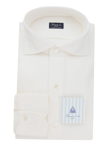 Finamore Napoli White Solid Cotton Shirt - Slim - (FN19245) - Parent