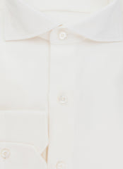 $450 Finamore Napoli White Solid Cotton Shirt - Slim - (FN19245) - Parent