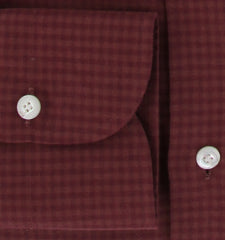 $450 Finamore Napoli Burgundy Red Cotton Shirt - Slim - (FN828248) - Parent
