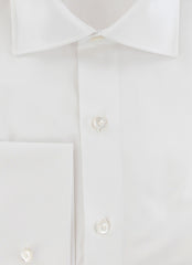$450 Finamore Napoli White Solid Cotton Shirt - Full - (FN102252) - Parent