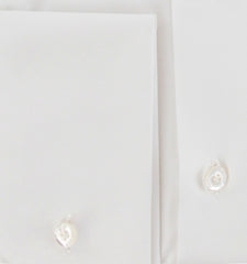 $450 Finamore Napoli White Solid Cotton Shirt - Full - (FN102252) - Parent
