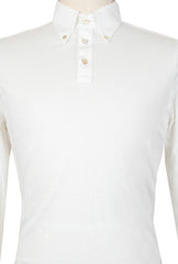 $300 Finamore Napoli White Solid Piqué Shirt - Slim - (FN916263) - Parent