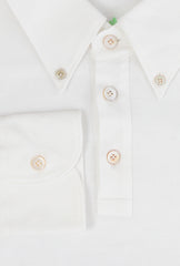 $300 Finamore Napoli White Solid Piqué Shirt - Slim - (FN916263) - Parent