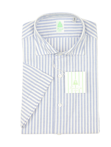 Finamore Napoli Light Blue Short Sleeve Shirt - Slim