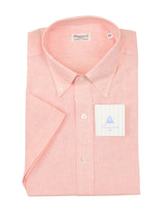Finamore Napoli Pink Short Sleeve Shirt - Slim - 16/41 - (FN1214231)