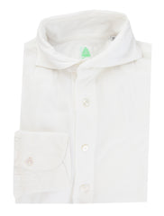 $375 Finamore Napoli White Solid Piqué Shirt - Slim - (FN916262) - Parent