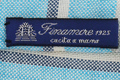 Finamore Napoli Light Blue Striped Silk Tie (1354)