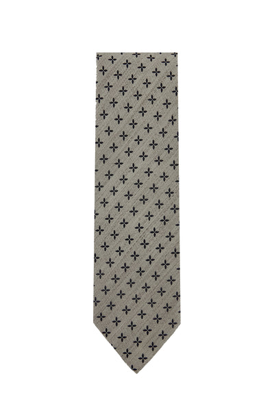$195 Finamore Napoli Beige Fancy Silk Tie -  x  - (FN107263)