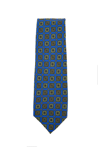 $195 Finamore Napoli Blue Fancy Silk Tie -  x  - (FN107266)