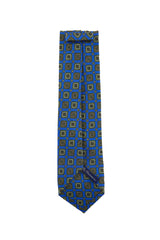 $195 Finamore Napoli Blue Fancy Silk Tie -  x  - (FN107266)