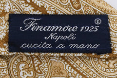 Finamore Napoli Caramel Brown Paisley Silk Tie (1335)