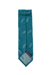 $195 Finamore Napoli Blue Paisley Silk Tie -  x  - (FN107261)