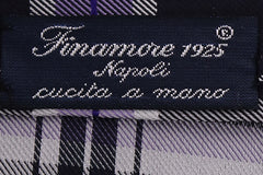 Finamore Napoli Purple Window Pane Silk Tie (1309)