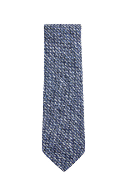 $195 Finamore Napoli Blue Striped Cotton Blend Tie -  x  - (FN1072610)