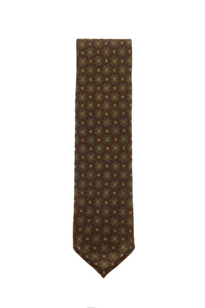 $195 Finamore Napoli Brown Fancy Wool Blend Tie -  x  - (FN107264)