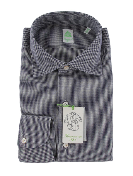 $450 Finamore Napoli Dark Blue Cotton Shirt - Extra Slim - (FN1022510) - Parent