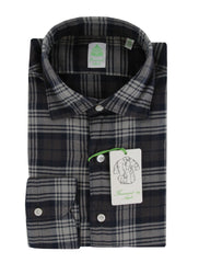 $350 Finamore Napoli Dark Brown Shirt - Extra Slim - 16/41 - (FN1272423)