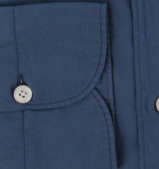 $450 Finamore Napoli Blue Solid Shirt - Extra Slim - (FN1022513) - Parent