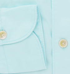 $400 Finamore Napoli Light Blue Solid Linen Shirt - Slim - (FN192414) - Parent