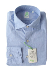 Finamore Napoli Light Blue Micro-Check Shirt - Extra Slim - (FN512228) - Parent