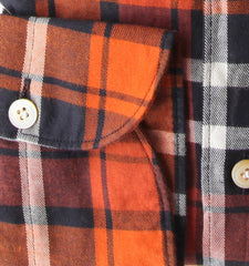 Finamore Napoli Orange Check Cotton Shirt - Extra Slim - (FN512227) - Parent