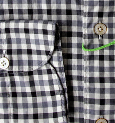 Finamore Napoli Black Check Cotton Shirt - Extra Slim - (FN512221) - Parent