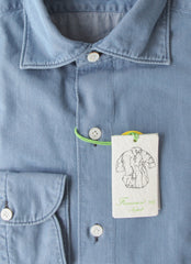 Finamore Napoli Light Blue Cotton Shirt - Extra Slim - (FN512224) - Parent