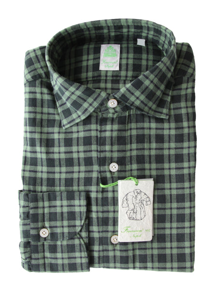 Finamore Napoli Green Check Cotton Shirt - Extra Slim - (FN5122211) - Parent