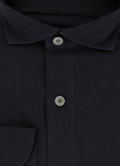 $400 Finamore Napoli Black Solid Cotton Shirt - Extra Slim - (FN130248) - Parent