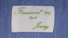 $350 Finamore Napoli Blue Solid Cotton Shirt - Extra Slim - (FN8282424) - Parent