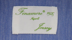 $350 Finamore Napoli Blue Solid Cotton Shirt - Extra Slim - (FN8282424) - Parent