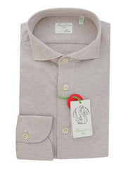 $400 Finamore Napoli Light Brown Shirt - Extra Slim - L US/L EU - (FN716241)