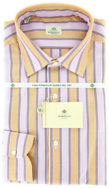 Luigi Borrelli Orange Striped Cotton Shirt - Slim - (GB6168) - Parent