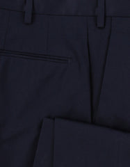 $375 Incotex Navy Blue Solid Cotton Blend Pants - Slim - (IN1024221) - Parent