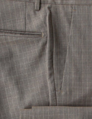 Incotex Light Brown Check Virgin Wool Pants - Slim - (IN1229218) - Parent