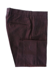 Incotex Burgundy Red Solid Linen Blend Pants - Slim - 32/48 - (IN1229212)