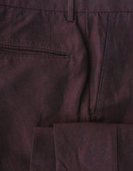 Incotex Burgundy Red Solid Linen Blend Pants - Slim - (IN1229212) - Parent